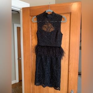 Alice and Olivia feather peplum lace dress